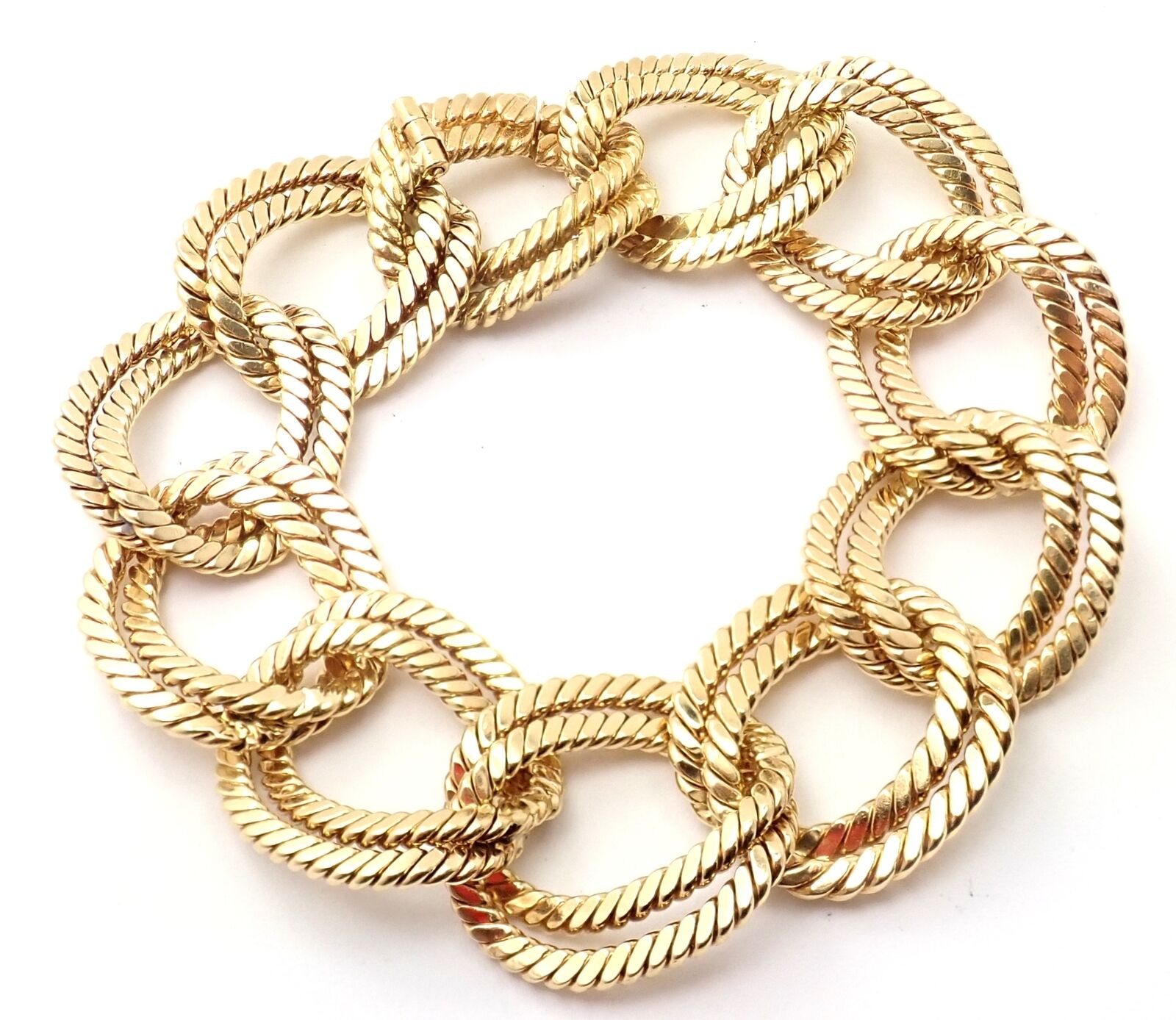 Rare! Authentic Verdura 18k Yellow Gold Rope Link Bracelet | Fortrove