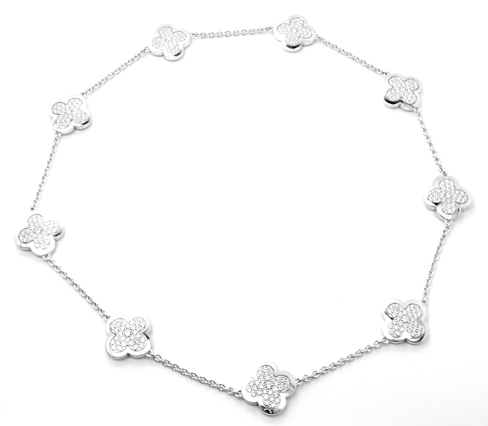 Van Cleef & Arpels Jewelry & Watches:Fine Jewelry:Necklaces & Pendants Authentic Van Cleef & Arpels 18k White Gold Diamond Pure Alhambra Necklace Paper