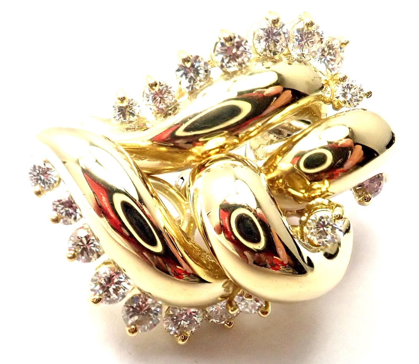 Rare! Authentic Tiffany & Co 18k Yellow Gold Diamond Swirl Earrings | Fortrove