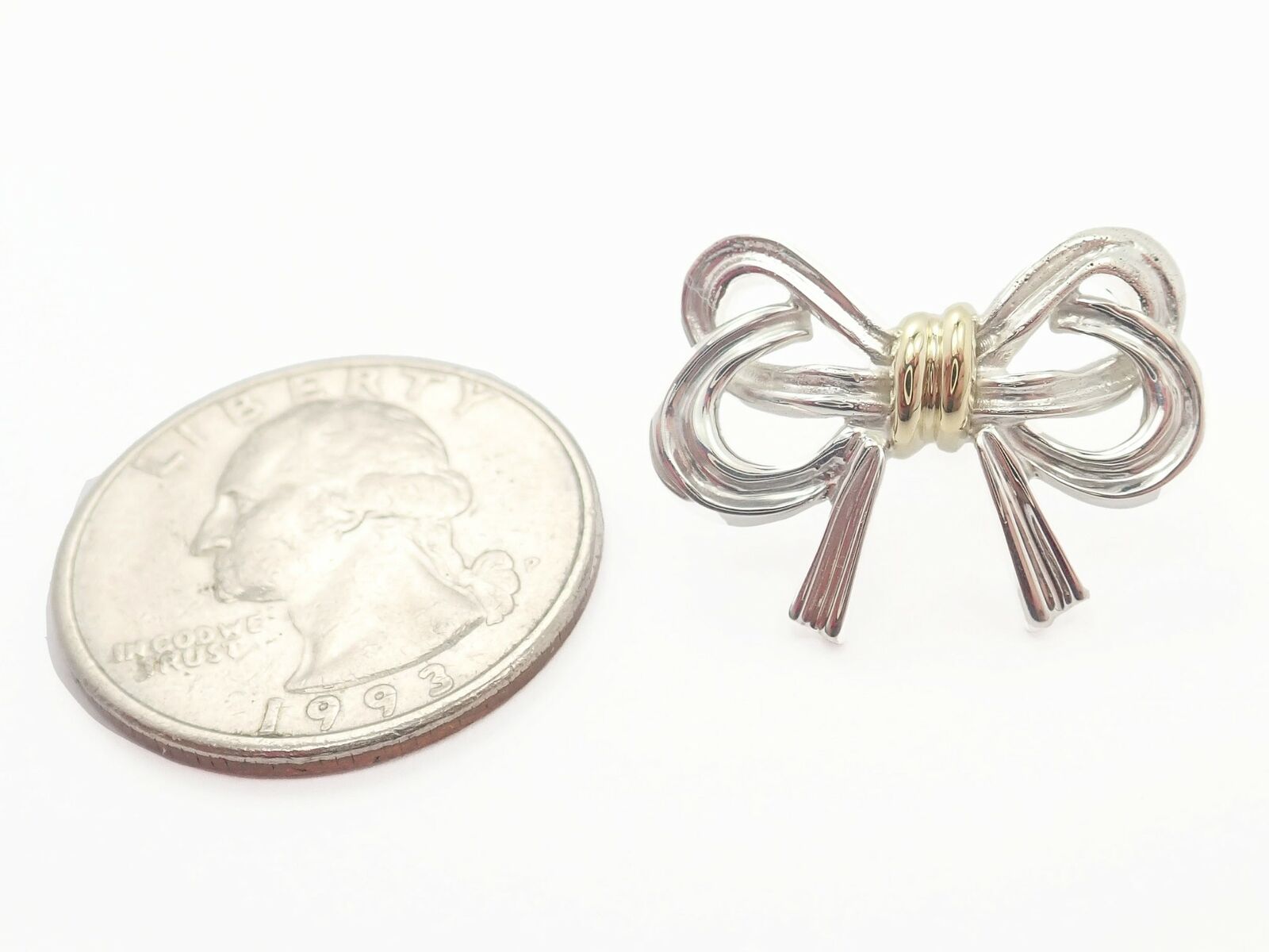 Authentic! Vintage Tiffany & Co 18k Yellow & White Gold Ribbon Bow Earrings | Fortrove