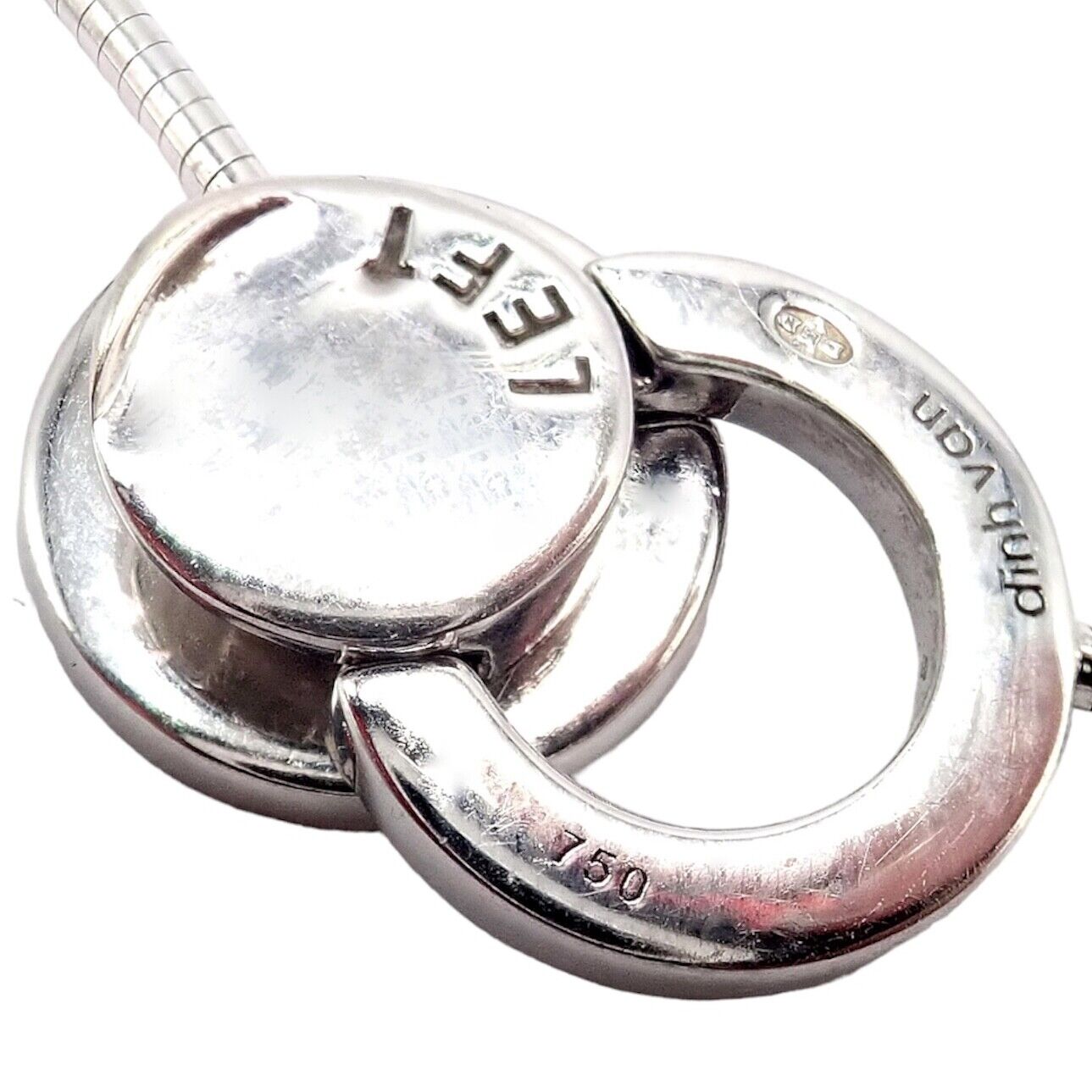 Rare! Authentic Modernist Dinh Van 18k White Gold Diamond Ombre De Lune Necklace | Fortrove