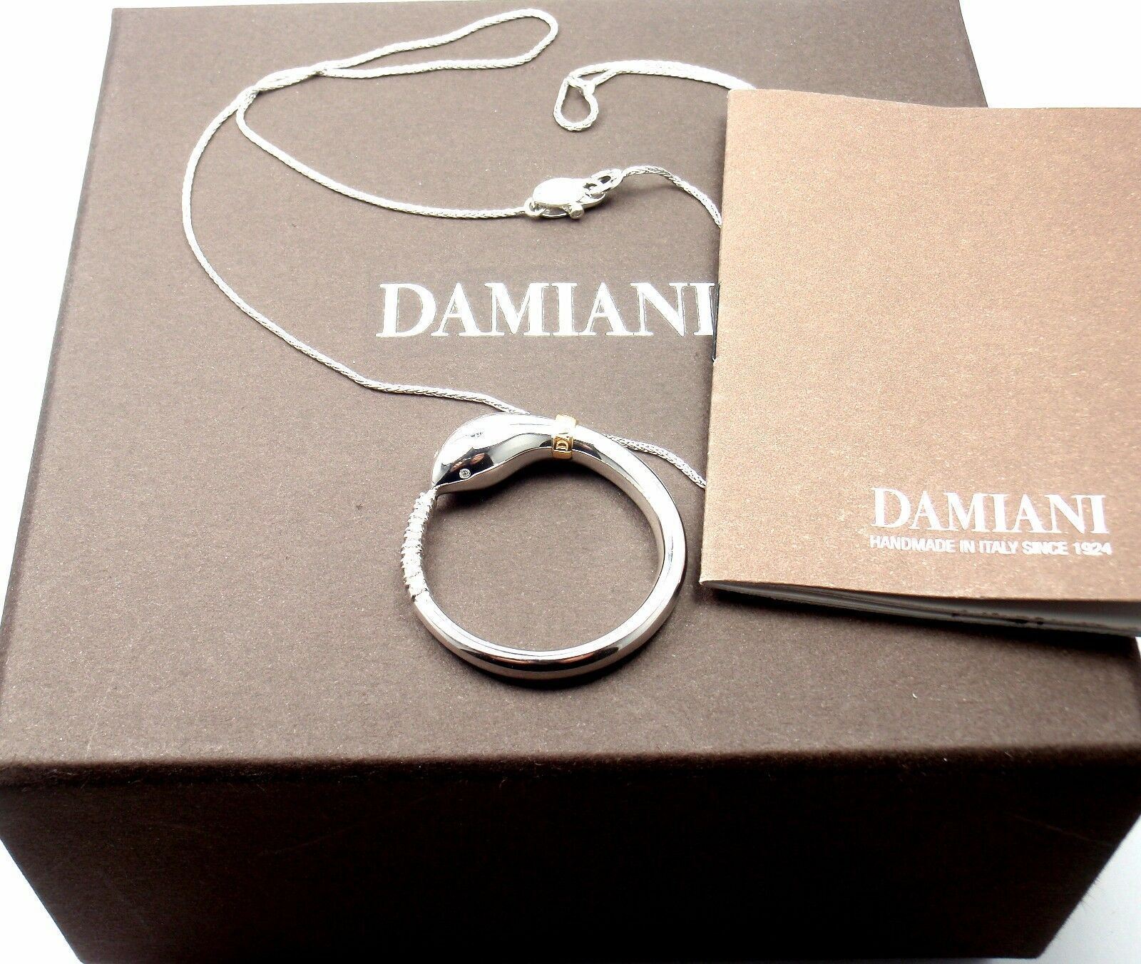 Authentic! Damiani Infinito 18k White Gold Diamond Snake Pendant Necklace | Fortrove