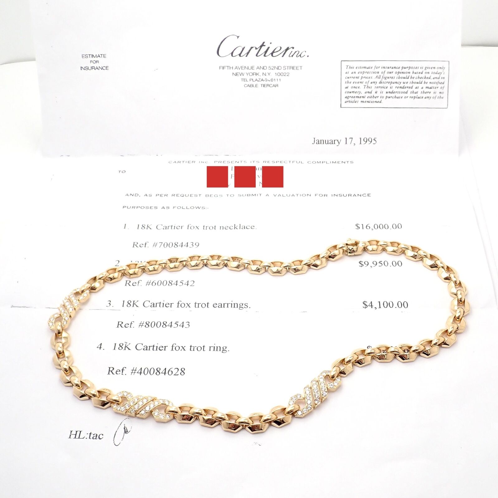 Authentic! Cartier Vintage Fox Trot 18k Yellow Gold Diamond Necklace 1980's | Fortrove