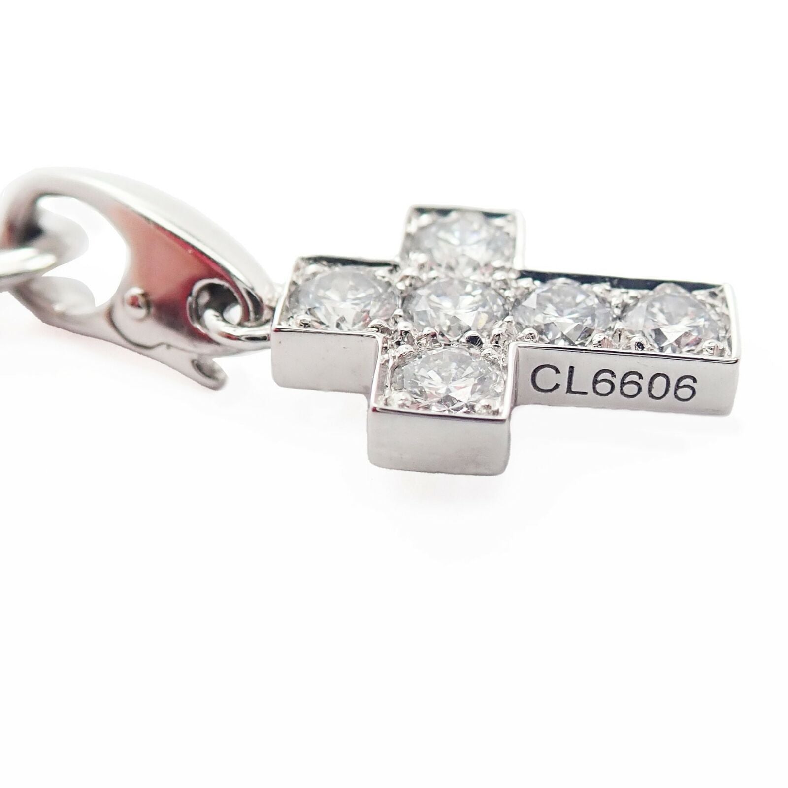 Authentic! Cartier 18k White Gold 3 Charm Bracelet with Diamond Cross Double C's | Fortrove