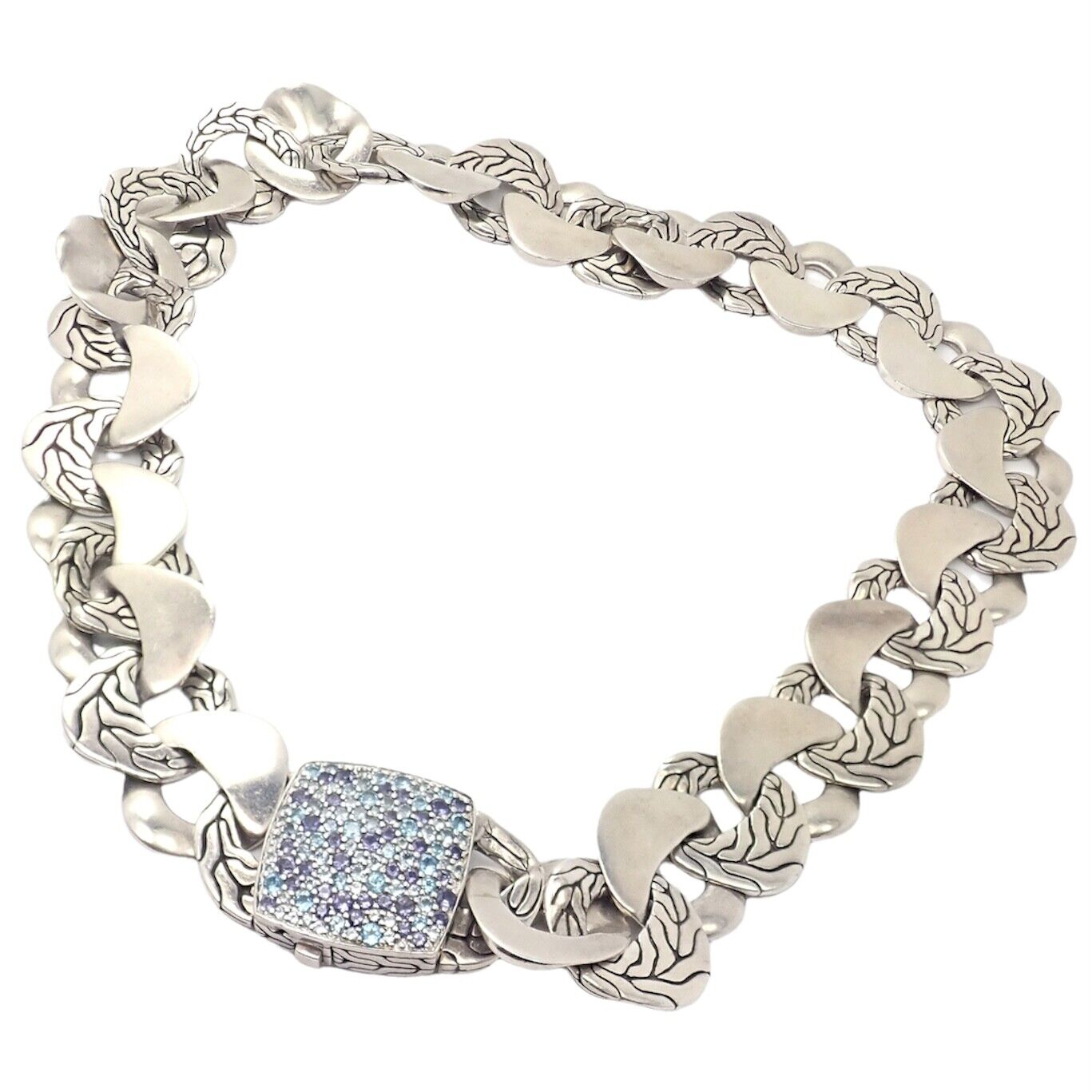 Authentic! John Hardy Silver Blue Topaz Iolite Kali Lava Large Necklace | Fortrove