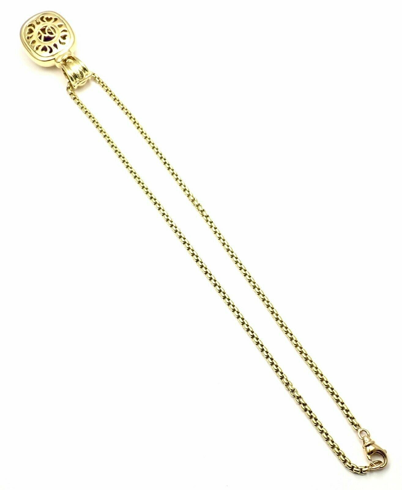 David Yurman Cable 18k Yellow Gold Amethyst Diamond Large Pendant Chain Necklace | Fortrove