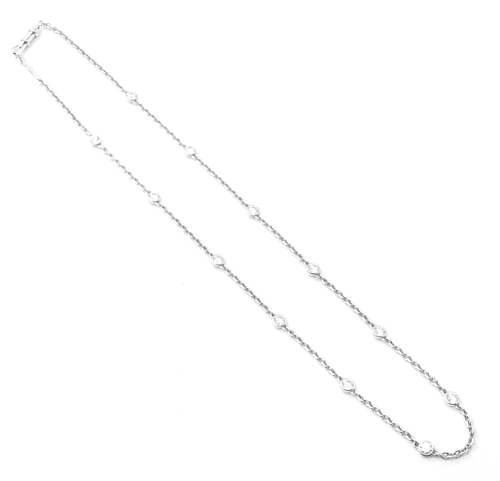 Authentic! Cartier 18k White Gold 1.5ct Diamond By The Yard Chain Necklace | Fortrove