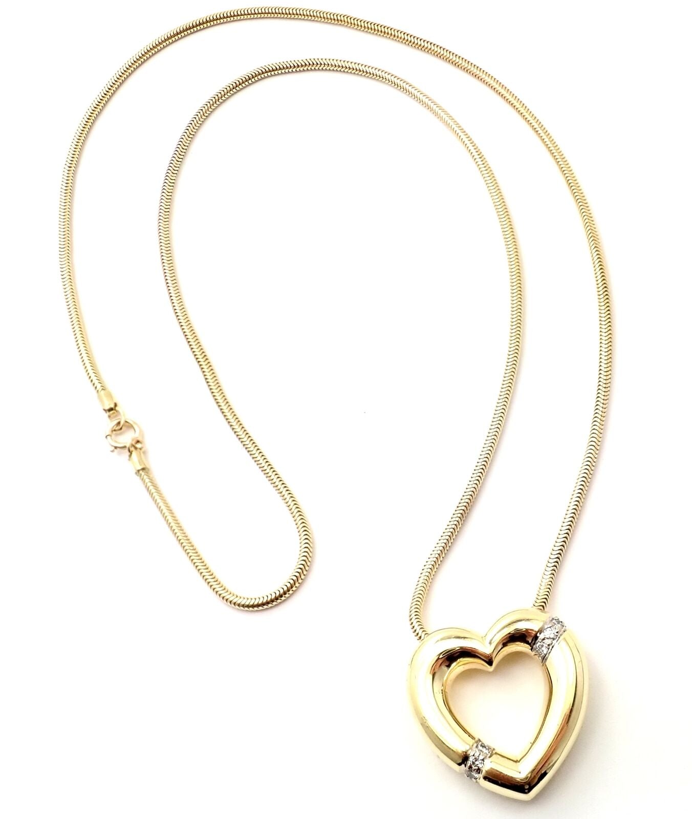 Authentic! Tiffany & Co Picasso 18k Yellow Gold Diamond Heart Pendant Necklace | Fortrove