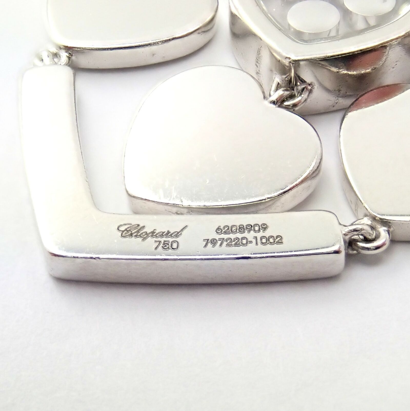 Authentic! Chopard 18k White Gold Large Double Happy Hearts Diamond Necklace | Fortrove