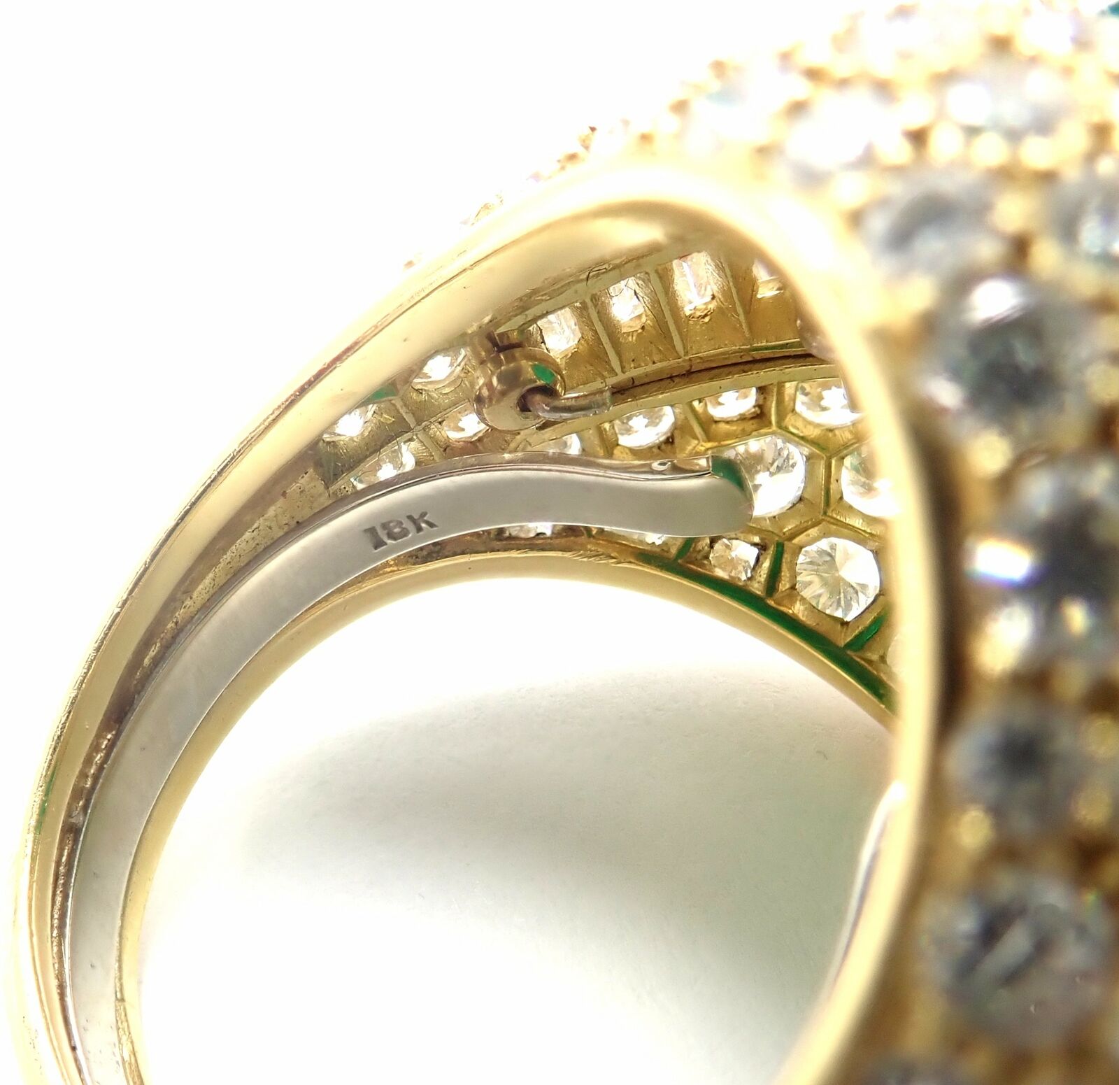 Authentic! David Webb 18k Yellow Gold Diamond Large Colombian Emerald Ring AGL | Fortrove