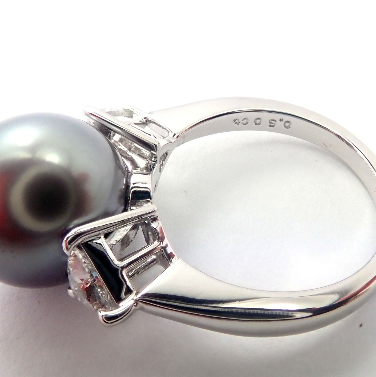 Rare! Mikimoto Platinum .5ctw Diamond 12mm Tahitian South Sea Pearl Heart Ring | Fortrove