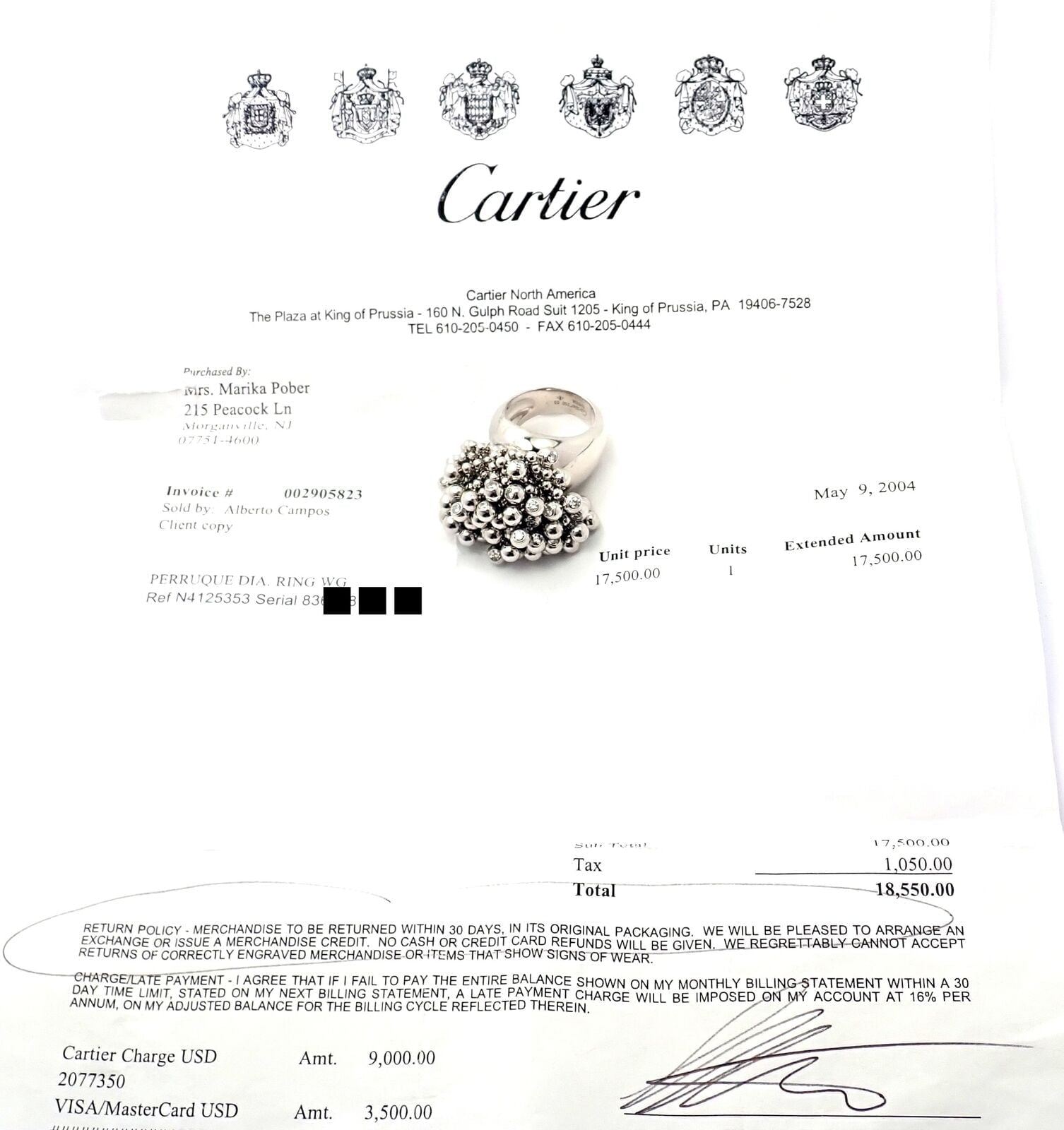 Authentic! Cartier Perruque Paris Nouvelle Vague 18k Gold Diamond Ring Paper | Fortrove