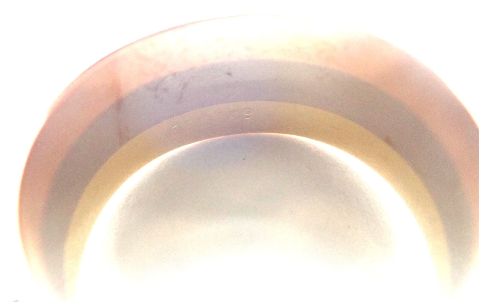 Authentic! Cartier Diamond Double C 18k Tri-Color Gold Band Ring Size 54 US 6.75 | Fortrove