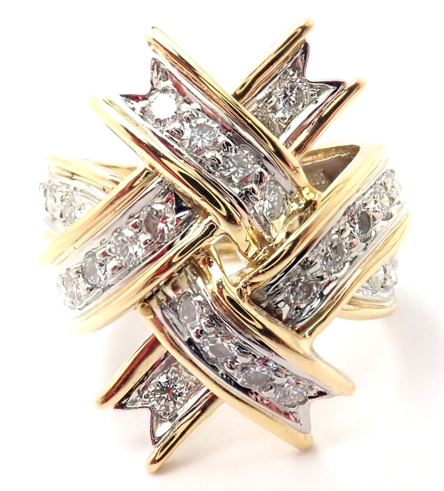 Rare! Authentic Tiffany & Co Platinum Diamond Ribbon Box Ring | Fortrove