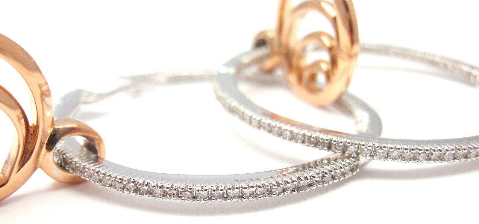 Authentic! Damiani 18k Rose/White Gold Diamond Hoop Earrings | Fortrove
