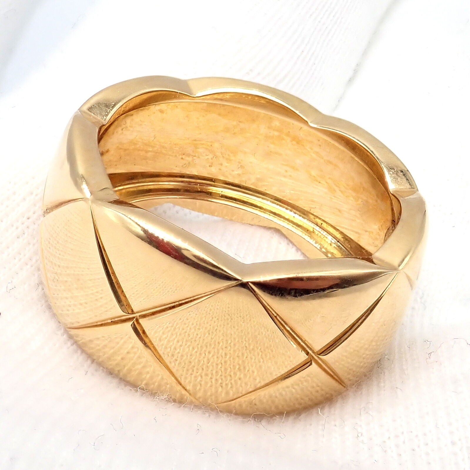 Authentic! Chanel 18k Yellow Gold Yellow Large Wide Coco Crush Band Ring | Fortrove