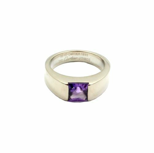 Cartier Jewelry & Watches:Fine Jewelry:Rings Authentic! Cartier 18k White Gold Tank Amethyst Ring 1999 Sz US 5.25 EU 50