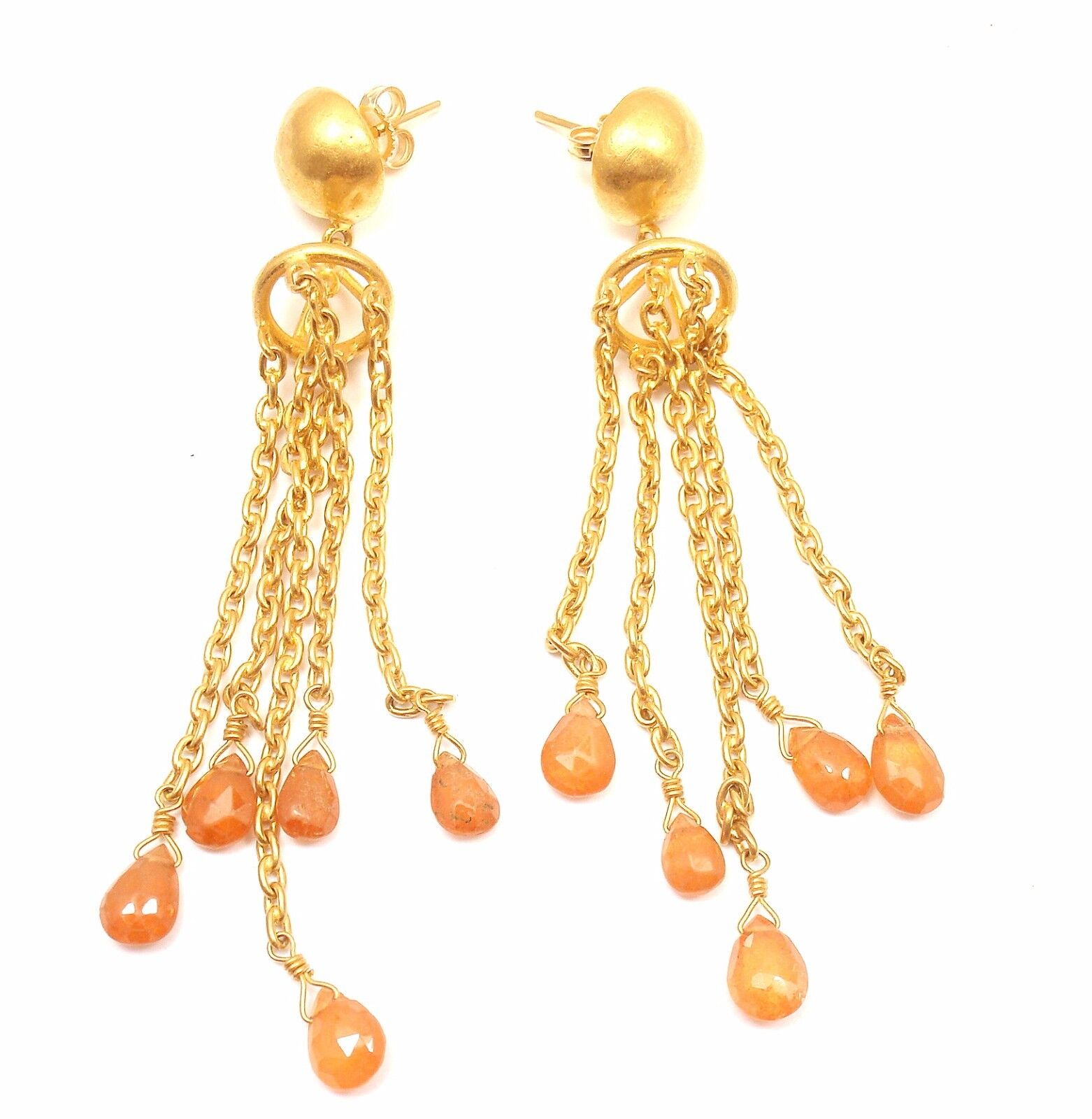 Authentic! Yossi Harari 24k Yellow Gold Citrine Gemstone Drop Earrings | Fortrove