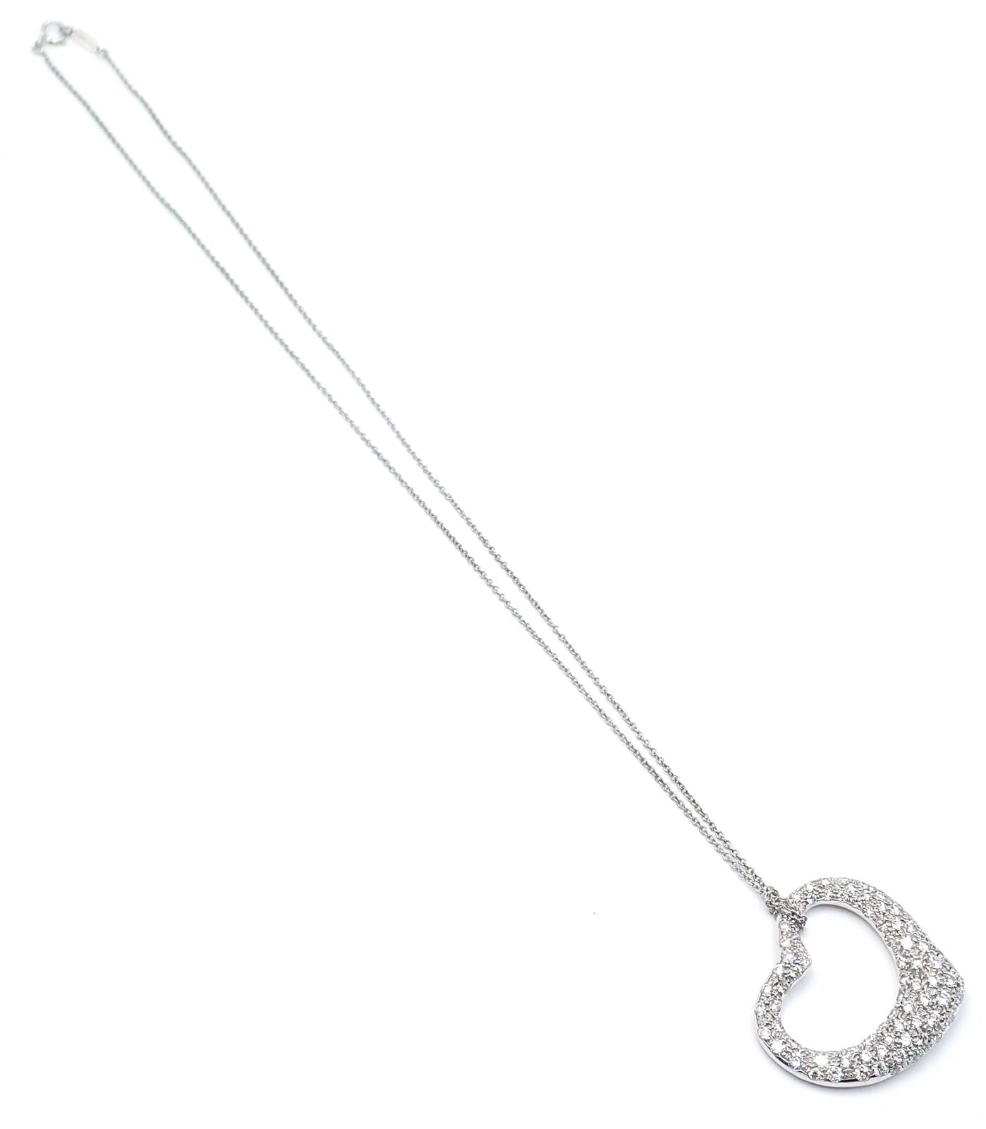 Authentic Tiffany & Co Peretti Platinum Diamond Large Open Heart Necklace $26000 | Fortrove