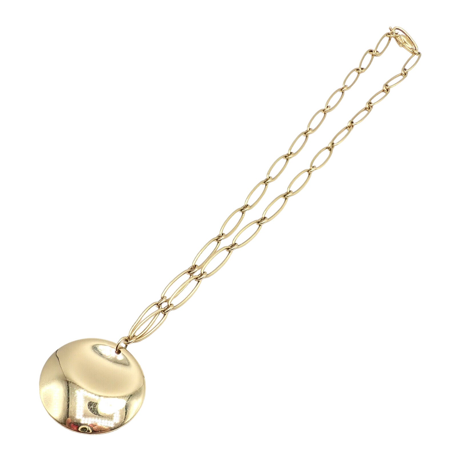 Authentic! Tiffany & Co Peretti 18k Yellow Gold 30mm Disc Pendant Necklace | Fortrove