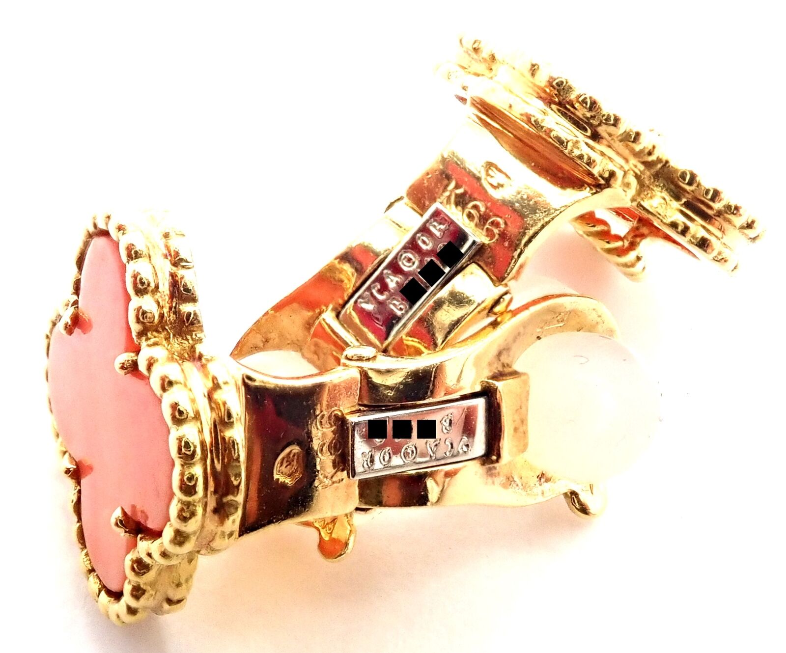 Van Cleef & Arpels Jewelry & Watches:Fine Jewelry:Earrings Authentic! Van Cleef & Arpels Vintage Alhambra 18k Yellow Gold Coral Earrings