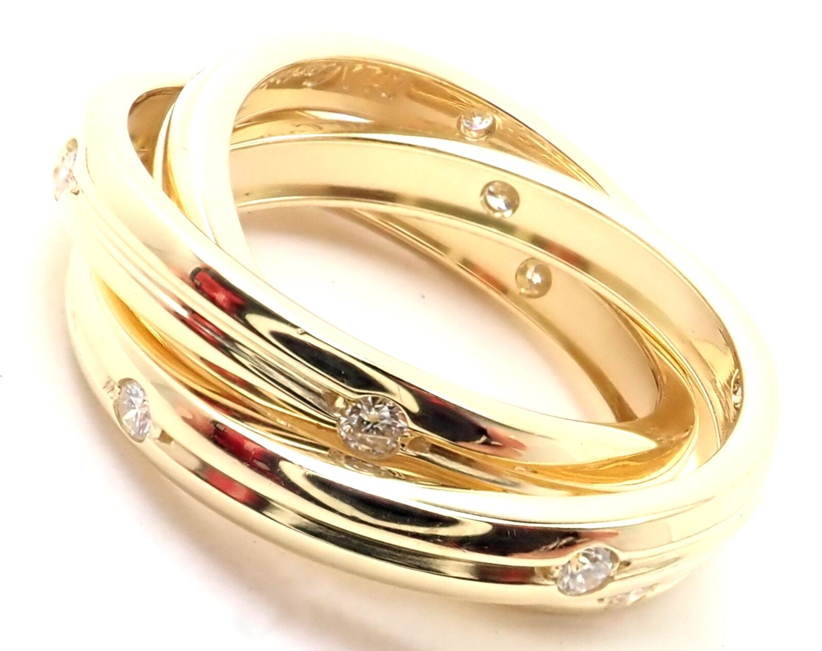 Authentic! Cartier 18k Yellow Gold Diamond Constellation Trinity Ring Size 51 | Fortrove