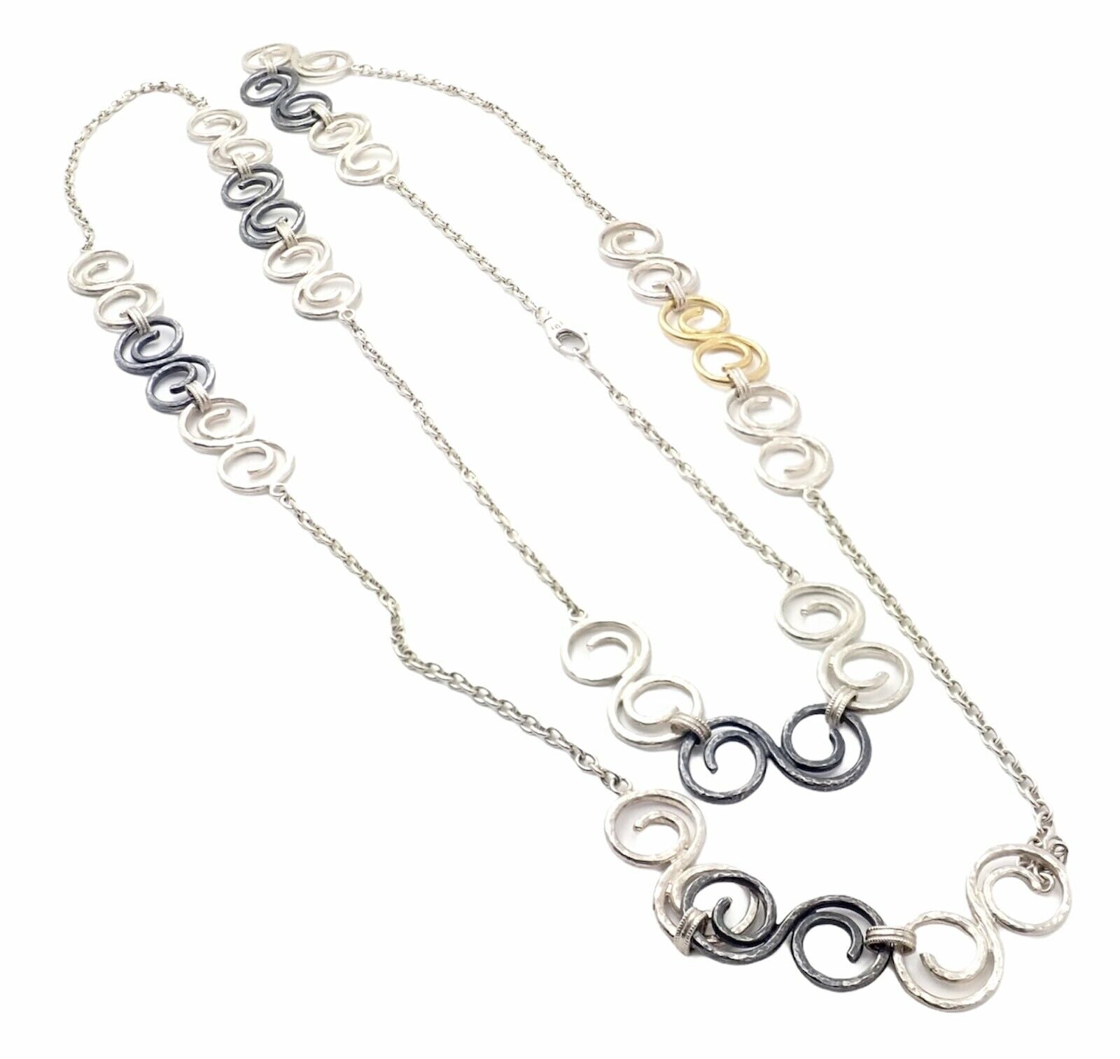 Authentic Gurhan 24k Yellow Gold Sterling Silver Long Curl Necklace 46" | Fortrove