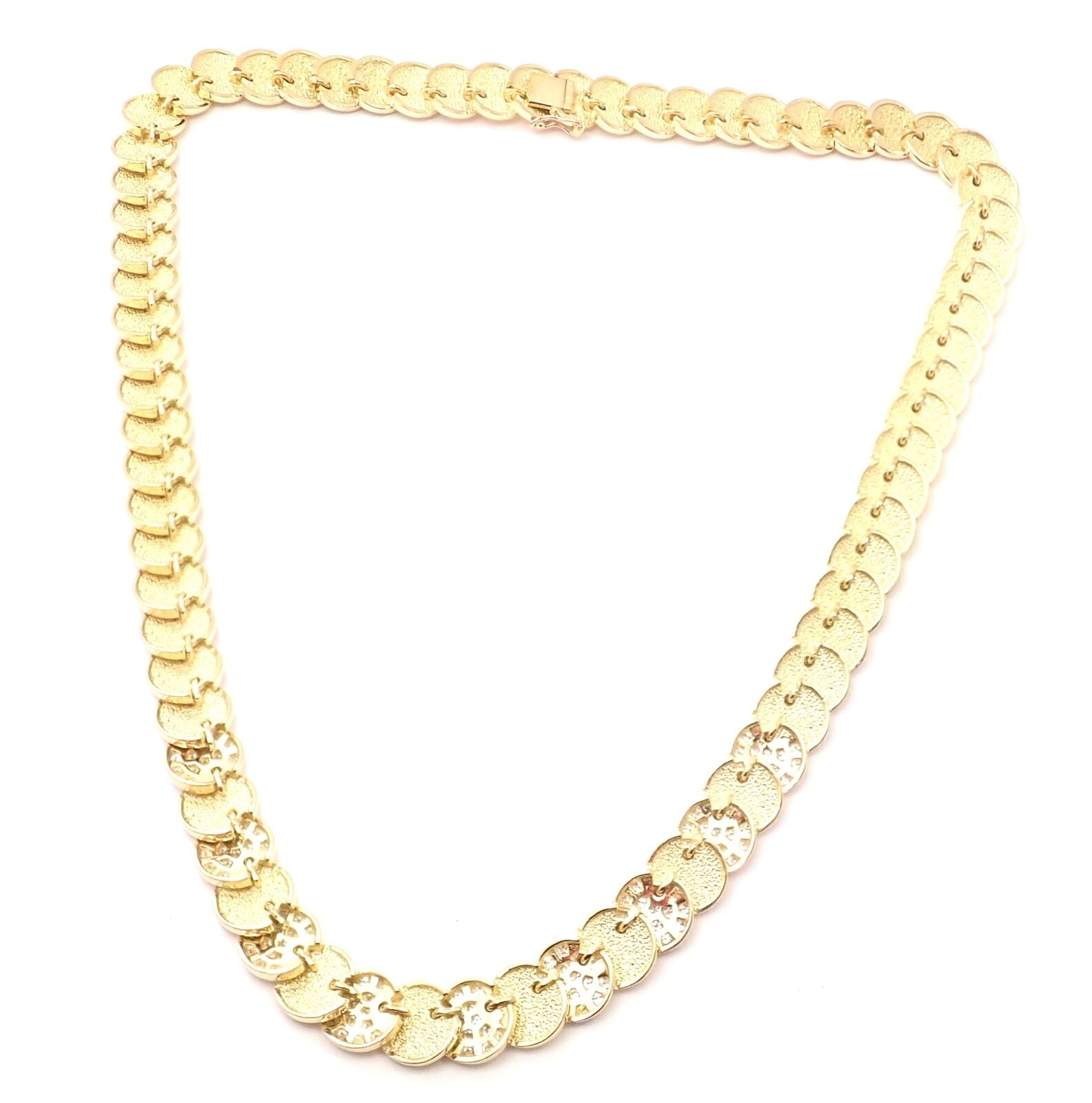 Rare! Vintage Authentic Van Cleef & Arpels 18k Yellow Gold Diamond Disc Necklace | Fortrove