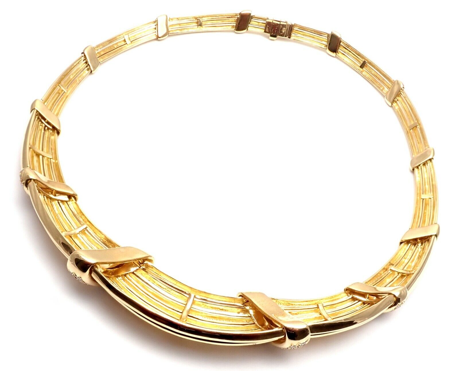 Vintage! Authentic Van Cleef & Arpels 18k Yellow Gold Diamond Choker Necklace | Fortrove