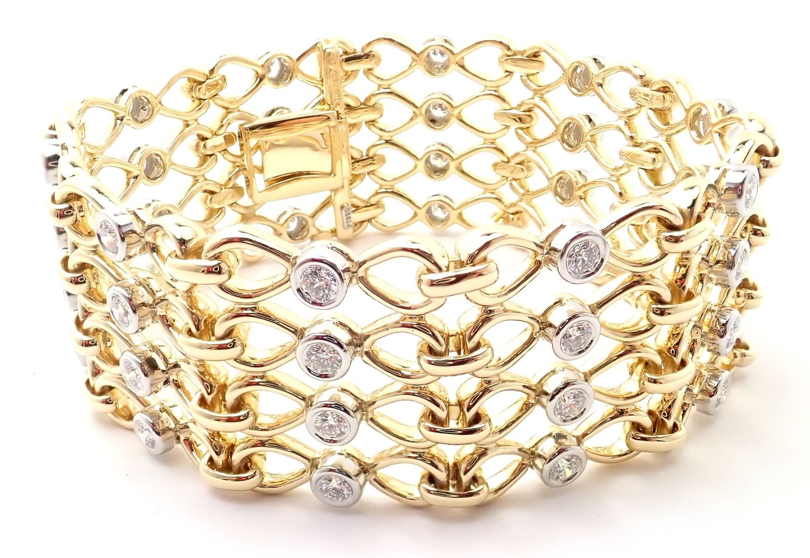 Tiffany & Co. Jewelry & Watches:Fine Jewelry:Bracelets & Charms Vintage! Authentic Tiffany & Co 18k Yellow Gold Platinum Diamond Link Bracelet