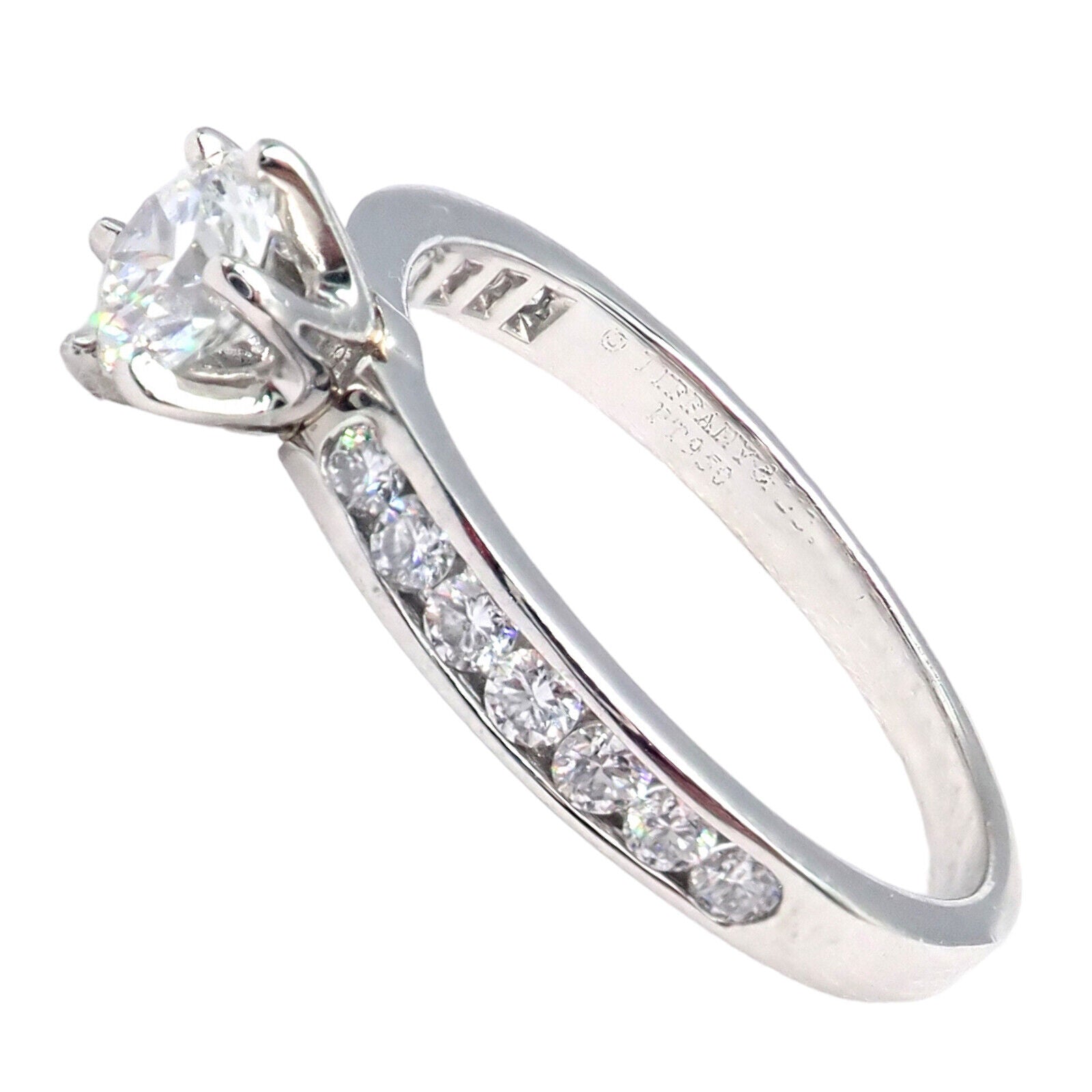Authentic Tiffany & Co. Platinum 0.59ctw Diamond Engagement Ring sz 5.25 | Fortrove