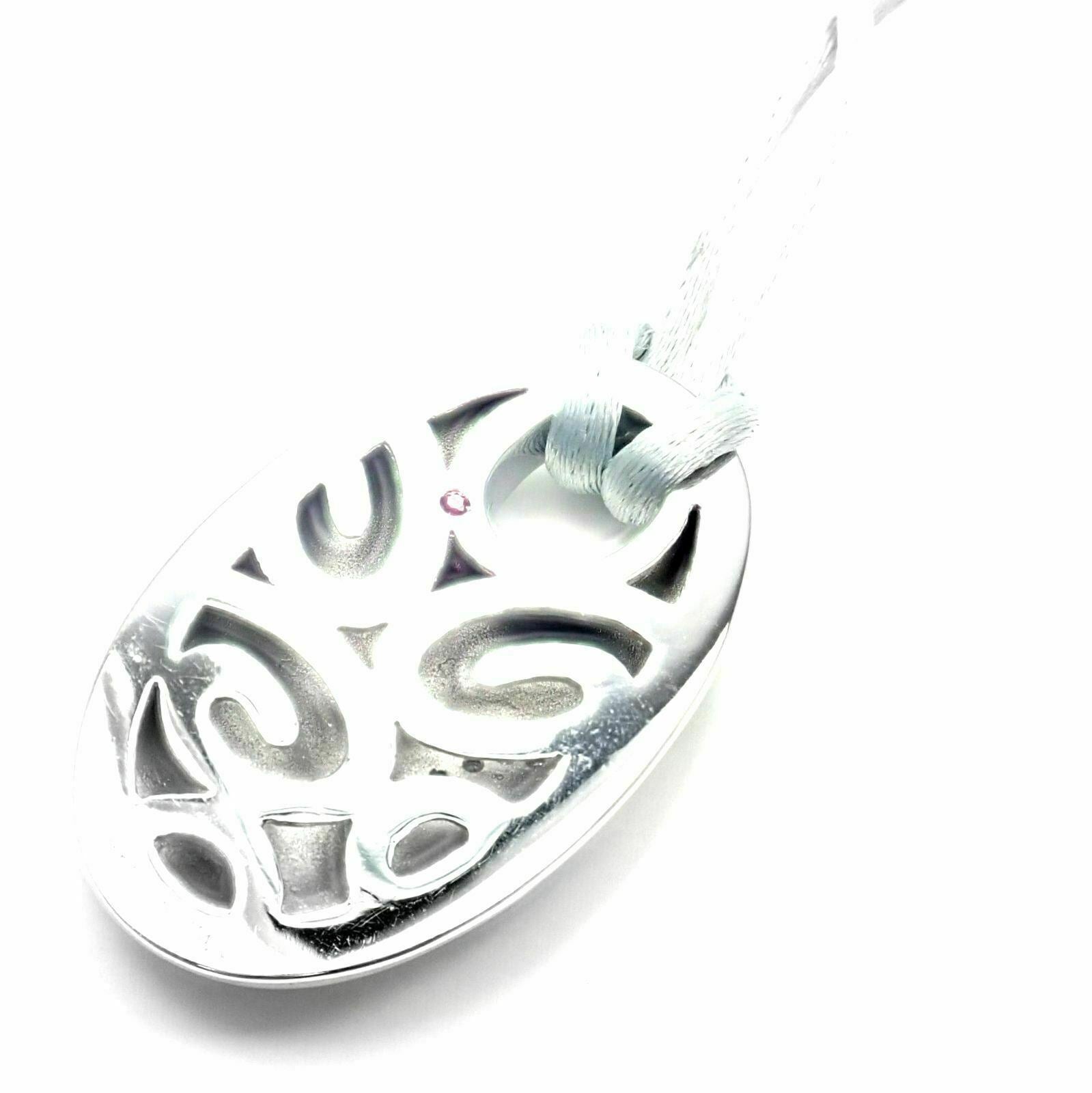 Roberto Coin 18k White Gold Diamond Green Enamel Silk Cord Pendant Necklace | Fortrove