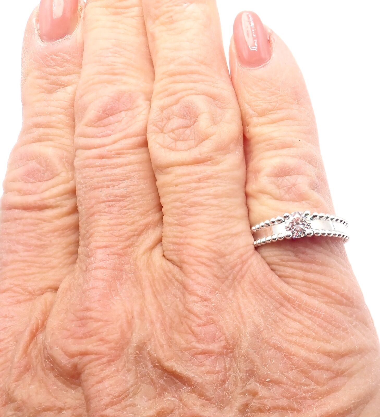 Authentic! Van Cleef & Arpels Estelle Platinum .31ct Diamond Solitaire Ring GIA | Fortrove