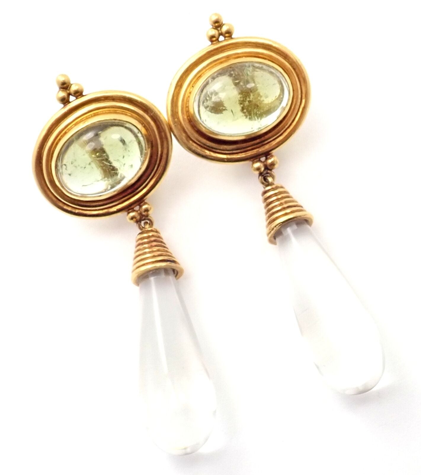 Temple St. Clair Jewelry & Watches:Fine Jewelry:Earrings Authentic! Temple St Clair 22k Yellow Gold Green Beryl Rock Crystal Earrings