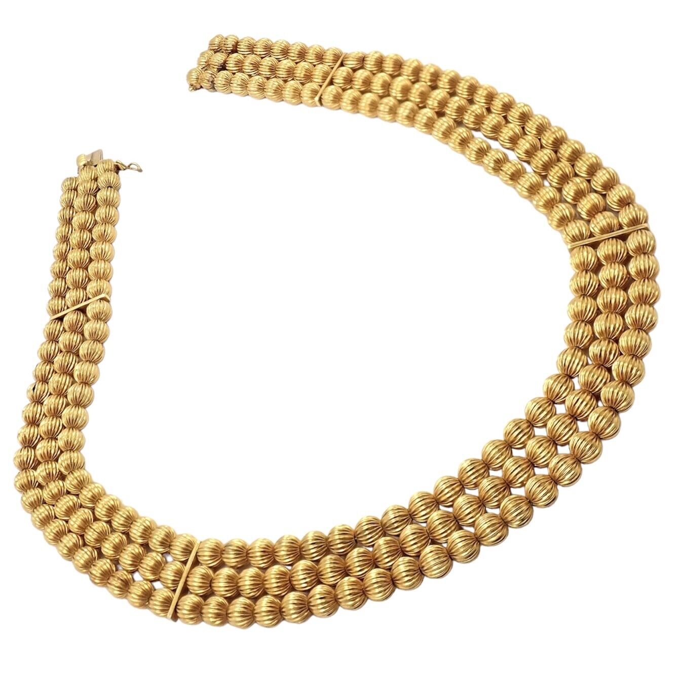 Vintage Estate Ilias Lalaounis 18k Yellow Gold Carved Bead Ball Necklace | Fortrove