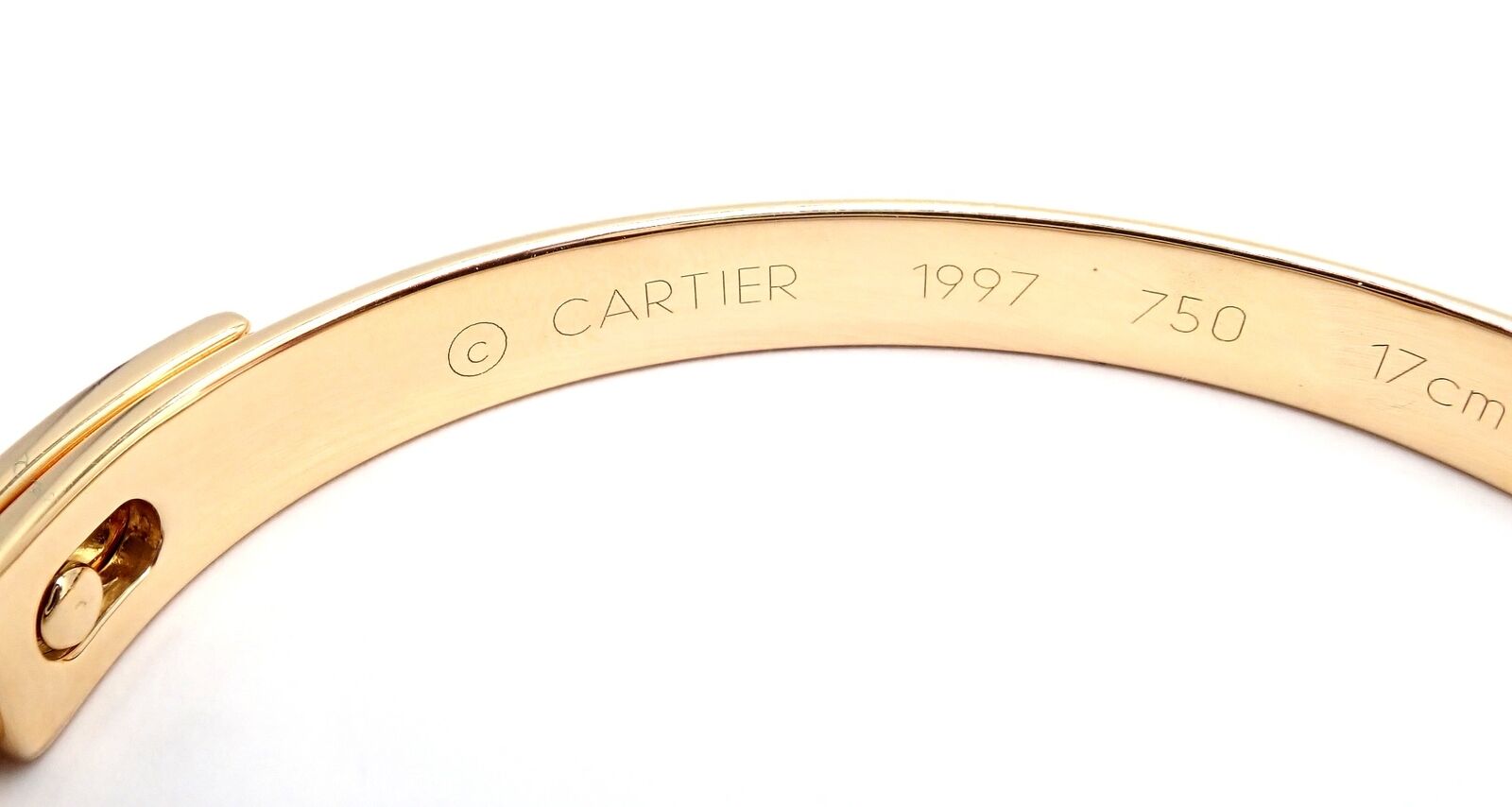 Authentic! Cartier 18k Yellow Gold Diamond Anniversary Bangle Bracelet Size 17 | Fortrove