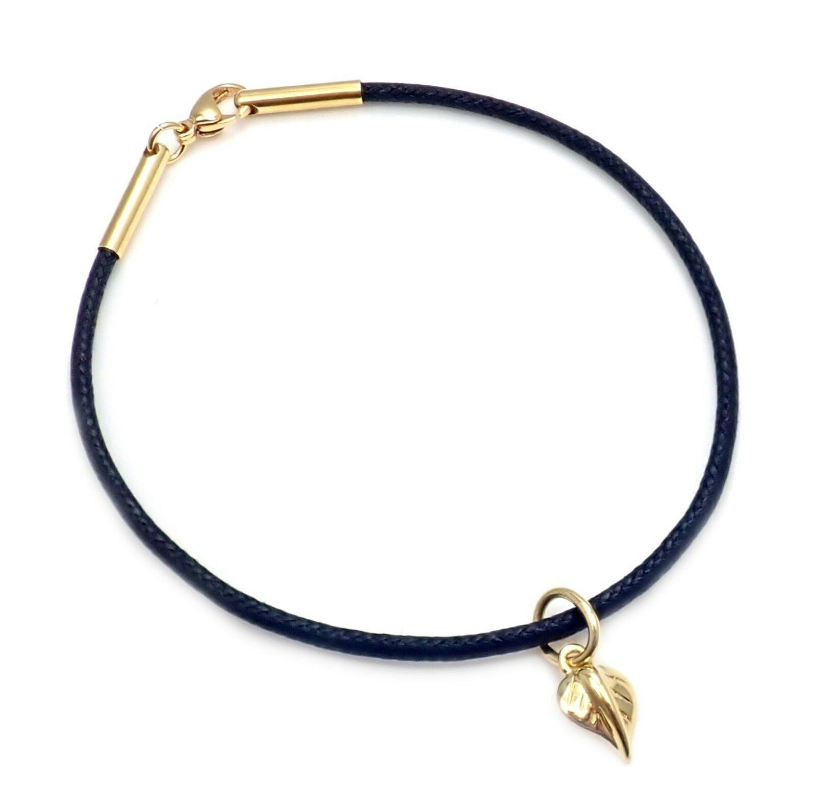 Temple St Clair 18k Tanooki Nature Leaf Charm Cord Bracelet | Fortrove