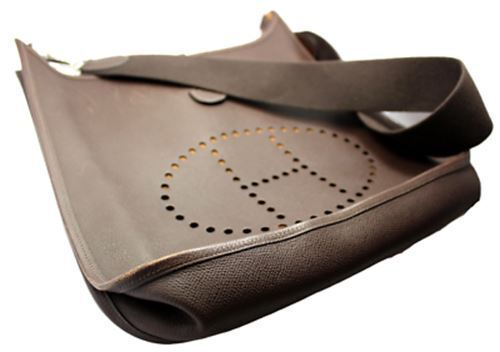 Authentic! Hermes Evelyne Chocolate Brown Epsom Leather GM Handbag Purse | Fortrove