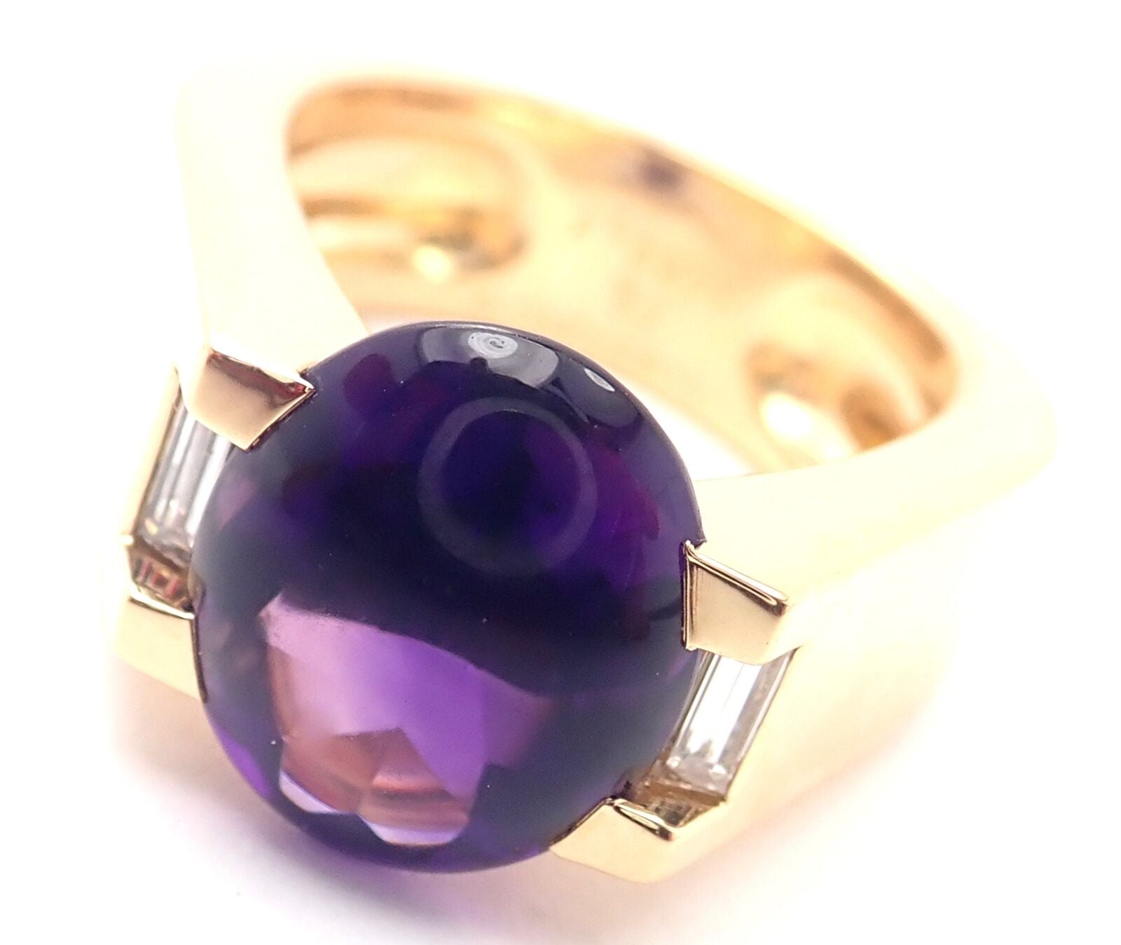 Authentic! Cartier Tankissi 18k Yellow Gold Diamond Large Amethyst Ring Paper | Fortrove