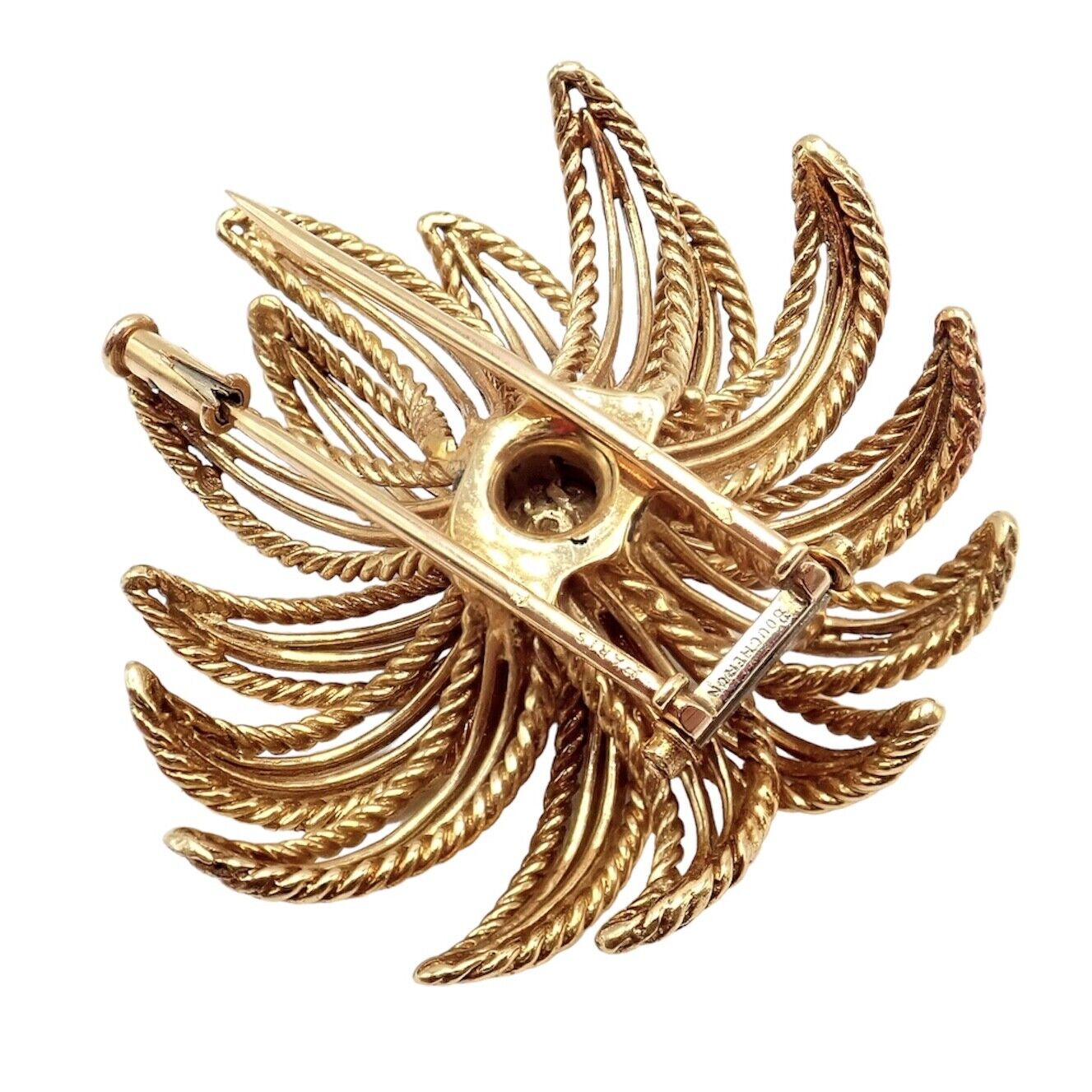 Vintage Boucheron Paris 18k Yellow Gold Large Flower Pin Brooch 1960s | Fortrove