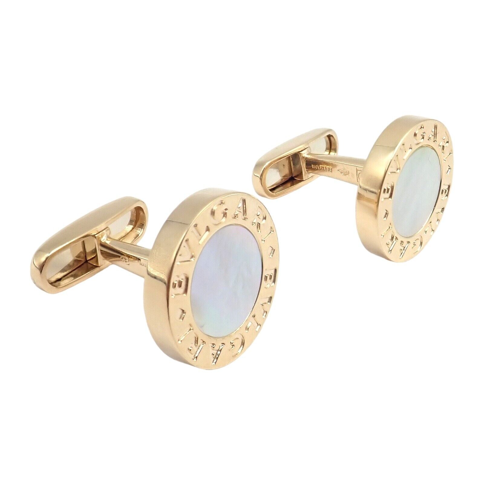 Authentic! Bvlgari Bulgari 18k Yellow Gold Multicenter Cufflink Kit Set | Fortrove