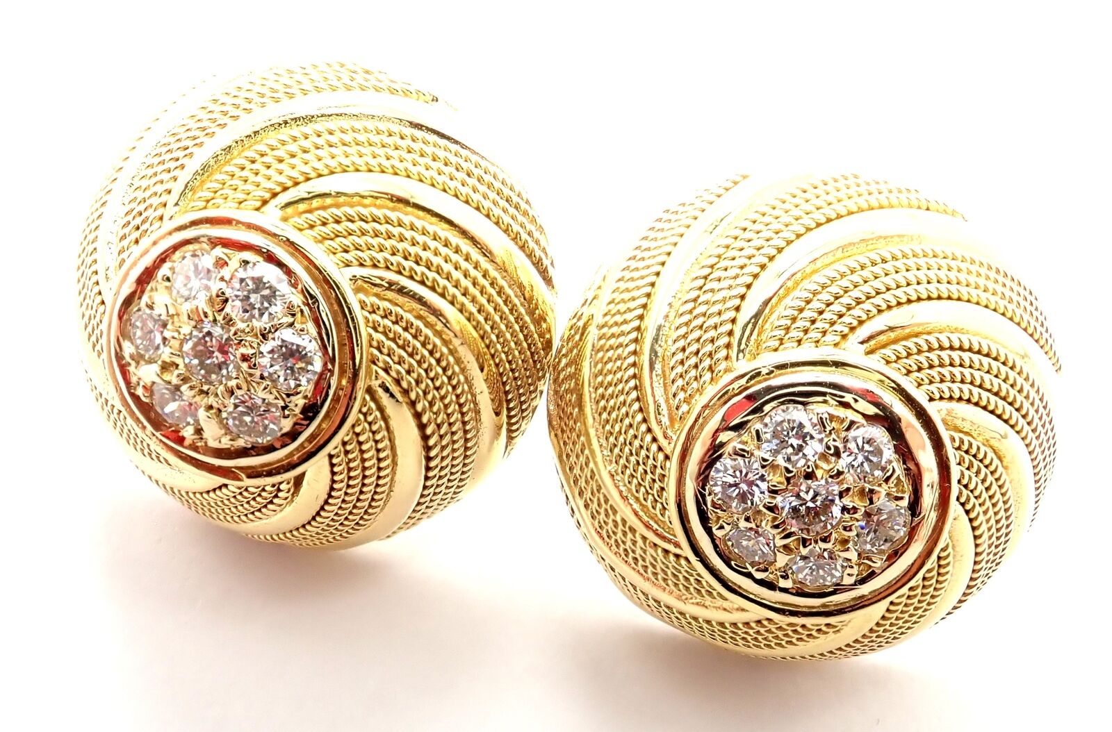 Rare! Authentic Tiffany & Co 18k Yellow Gold Diamond Earrings | Fortrove