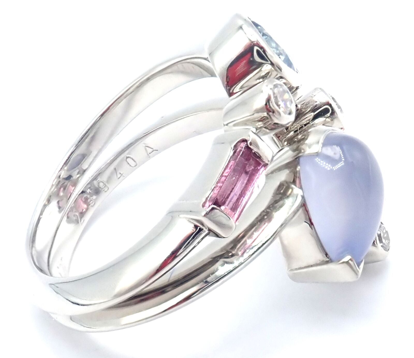 Authentic! Cartier Meli Melo Platinum Chalcedony Tourmaline Garnet Diamond Ring | Fortrove