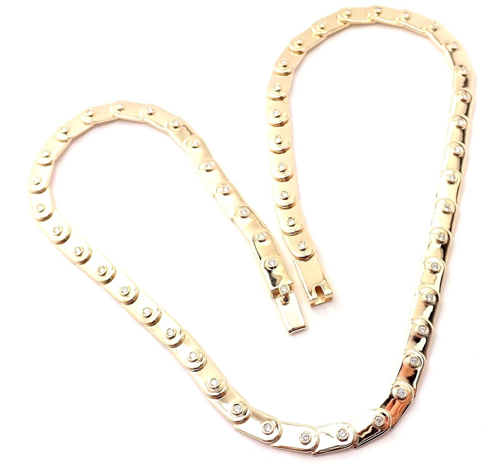 Rare! Authentic Gucci 18k Yellow Gold Diamond Tennis Necklace | Fortrove