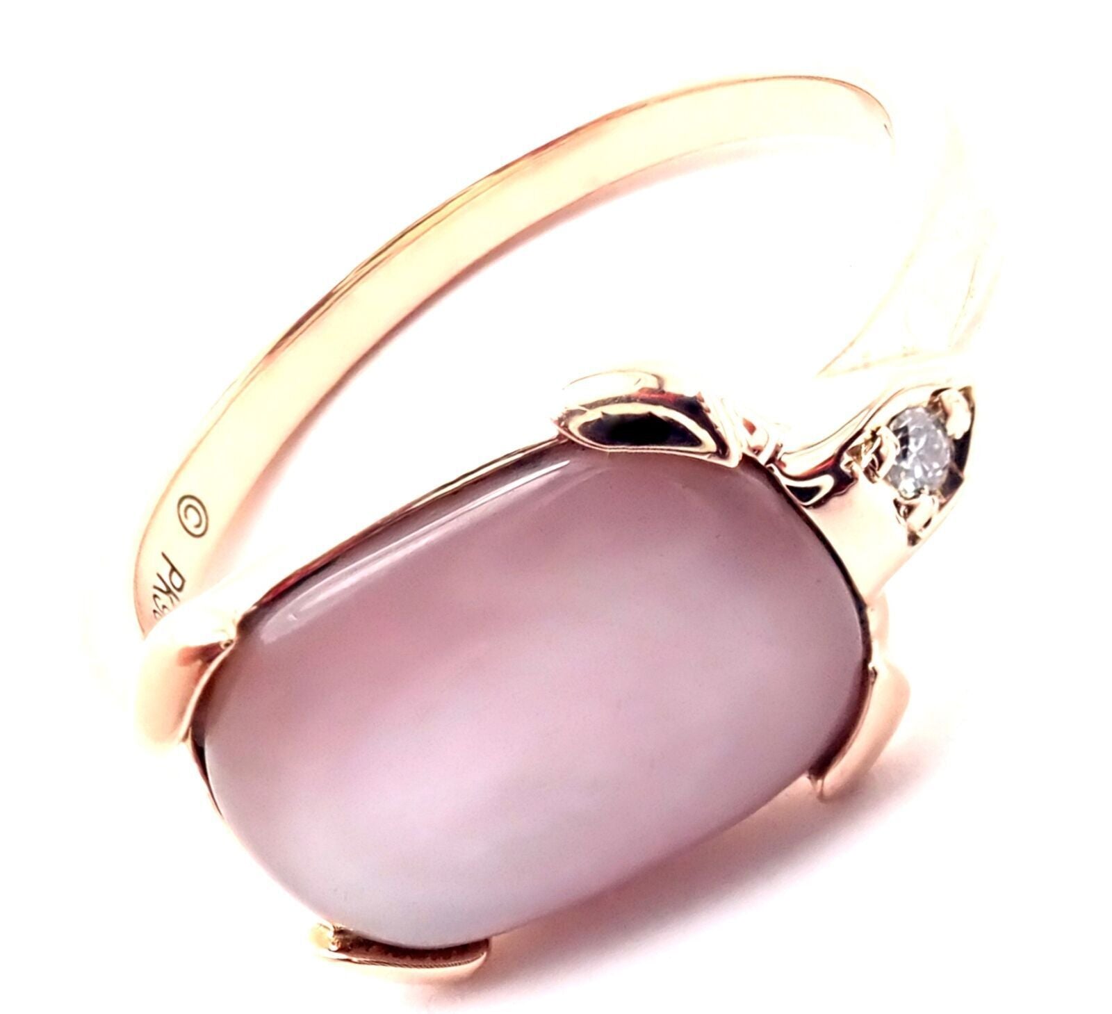 Authentic! Cartier Tortue 18k Rose Gold Diamond Mother Of Pearl Ring | Fortrove