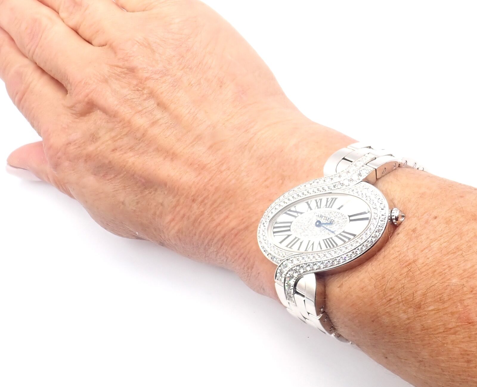 Authentic! Cartier Delices de Cartier 18k White Gold Diamond Quartz Watch 3380 | Fortrove