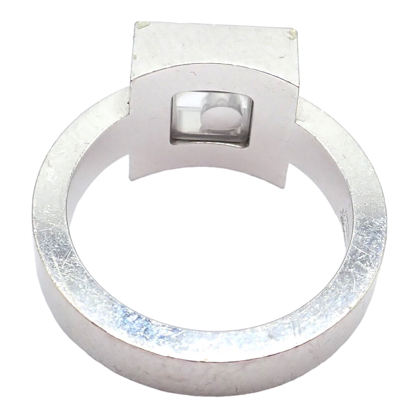 Authentic! Chopard 18k White Gold Diamond Happy Diamond Ring Sz 5.75 | Fortrove