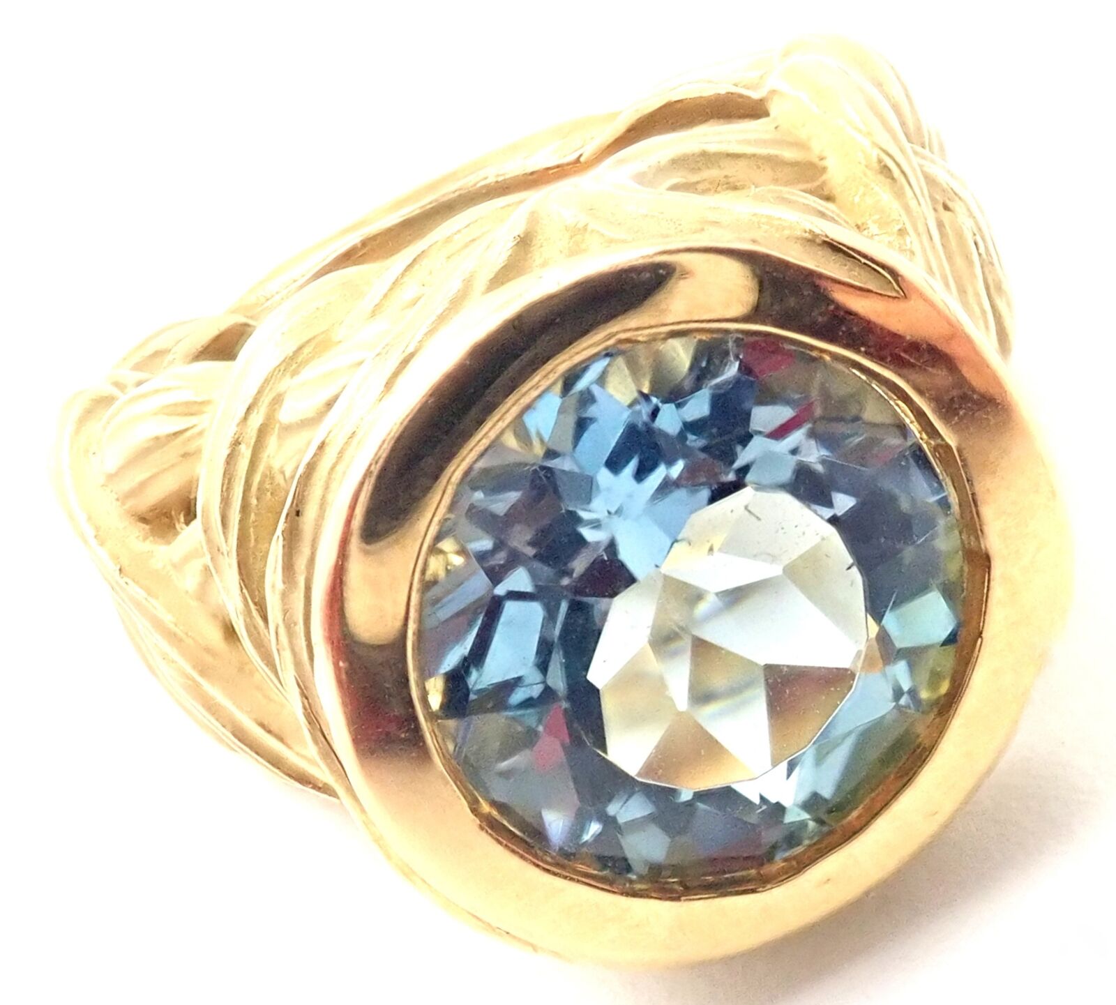 Authentic! Angela Cummings 18k Yellow Gold Large Aquamarine Ring | Fortrove