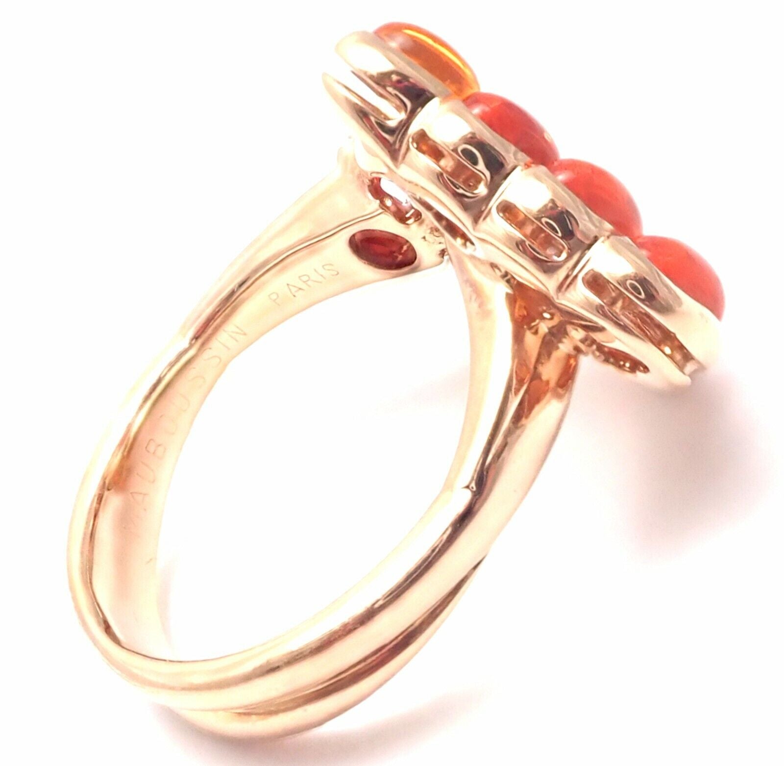 Authentic! Mauboussin Paris 18k Rose Gold Diamond Tourmaline Citrine Ring | Fortrove