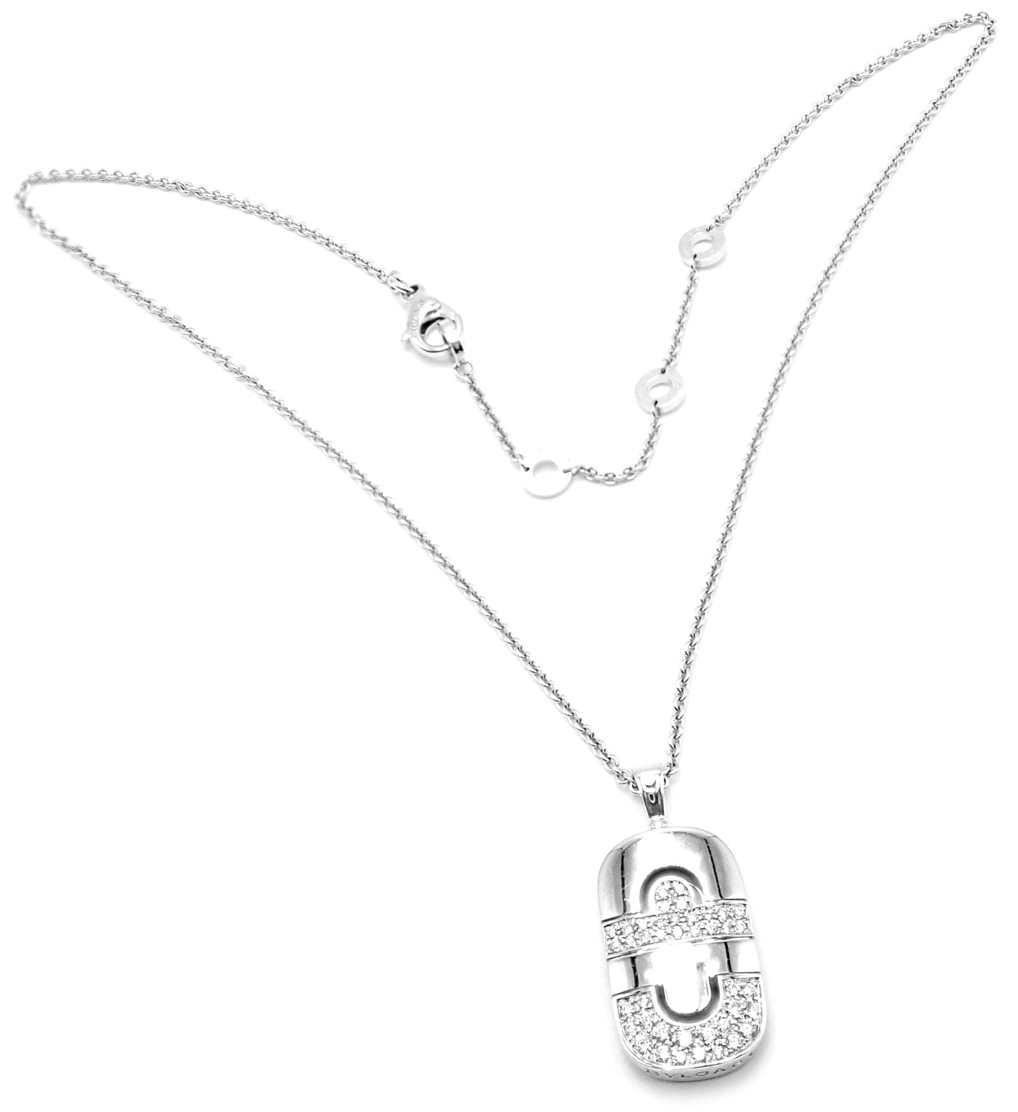 Bulgari Jewelry & Watches:Fine Jewelry:Necklaces & Pendants Authentic! Bulgari Bvlgari Parentesi 18k White Gold Diamond Pendant Necklace